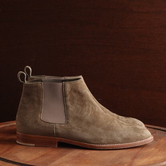 Jenni Kayne Boots Womens SZ EU 41 US 11 Green Chelsea Ankle Suede Pull On Italy - Picture 1 of 13